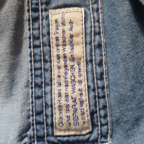 Mens Size Chest 52-53" Collar 47cm Vintage Light Blue Denim Shirt - Picture 10 of 10